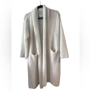 Every Soft White Long Knit Open Front Cardigan woman size XS cozy loungewear